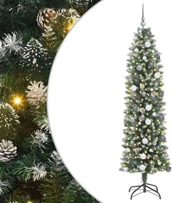 vidaXL Τεχνητό Λεπτό Χριστουγεννιάτικο Δέντρο Πράσινο και Λευκό 210 cm