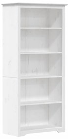 Βιβλιοθήκη BODO 5 Επ. Λευκή 82x40x173 εκ. από Μασίφ Ξύλο Πεύκου - Λευκό
