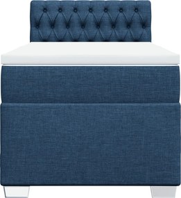 vidaXL Κρεβάτι Boxspring με Στρώμα Μπλε 80x200 εκ. Υφασμάτινο