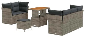 vidaXL Σετ Καναπέ Κήπου με μαξιλάρι 8 pcs Γκρι 90 x 55 x 71 cm