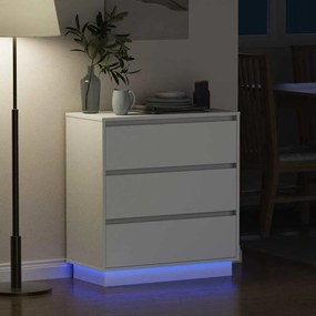 vidaXL Κομοδίνο με συρτάρι Λευκό 71 x 34,5 x 75 εκ. Επεξεργασμένο ξύλο