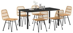 vidaXL Σέτ φαγητού για κήπο 7 pcs Καφέ Πολυ ράταν
