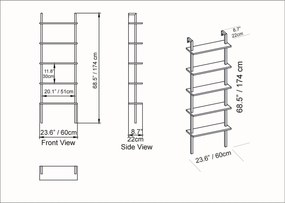 Βιβλιοθήκη Λευκό MAVEGU 60x22x174