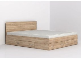 Κρεβάτι Διπλό με συρτάρια + στρώμα, Jacopo, Oak Sonoma, 160x200cm - GRA107
