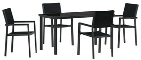 vidaXL Σέτ φαγητού για κήπο 5 pcs Μαύρο Πολυ ράταν
