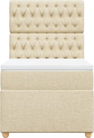 vidaXL Κρεβάτι Boxspring με Στρώμα Κρεμ 90x190 εκ.Υφασμάτινο