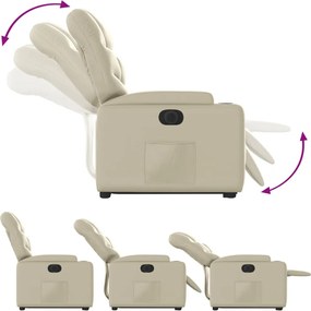 vidaXL Πολυθρόνα Ηλεκτρ. Ανακλινόμενη με Ανύψωση Κρεμ Συνθ.Δέρμα
