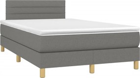 vidaXL Κρεβάτι Boxspring με Στρώμα Σκούρο Γκρι 120x190 εκ Υφασμάτινο