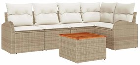 vidaXL Σετ Καναπέ Κήπου 6 pcs Μπεζ Πολυ ράταν