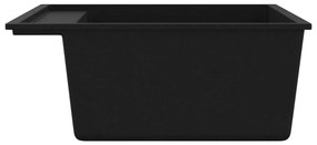 vidaXL Νεροχύτης με Οπή Υπερχείλισης Μαύρος Γρανιτένιος