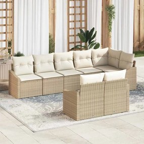 vidaXL Σετ Καναπέ Κήπου 8 pcs Μπεζ και Λευκό συνθετικό ρατάν
