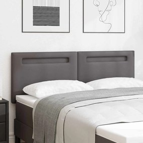 vidaXL Κεφαλάρι Επιτοίχιο με κεφαλάρι Γκρι 144 cm PVC