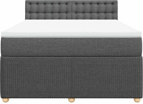 vidaXL Κρεβάτι Boxspring με Στρώμα Σκούρο Γκρι 160x200 εκ Υφασμάτινο
