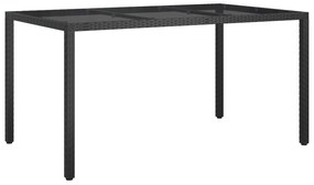 vidaXL Τραπέζι Φαγητού Κήπου Μαύρο 150x90x75 εκ Πολυ Ρατάν