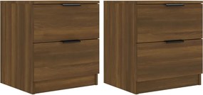 vidaXL Κομοδίνα 2 τεμ. Καφέ Δρυς από Επεξεργασμένο Ξύλο