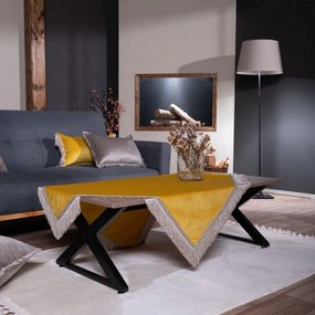 Καρέ Velvet 14 Yellow Teoran 90X90cm Cotton-Acrylic