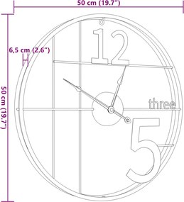 vidaXL Ρολόι Τοίχου Χρυσό Ø50 εκ. Σιδερένιο