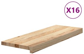 vidaXL Πατάκια Σκάλας 16 τεμ. από Ακατέργαστο Μασίφ Ξύλο Δρυός