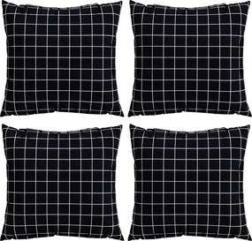 vidaXL Διασκορπισμένα Μαξιλάρια Καρό 4 pcs Μαύρη Καρώ 50 x 50 cm