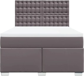 vidaXL Κρεβάτι Boxspring με Στρώμα Γκρι 140x190εκ. από Συνθετικό Δέρμα