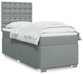 vidaXL Κρεβάτι Boxspring με Στρώμα Ανοιχτό Γκρι 80x200 εκ. Υφασμάτινο