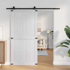 vidaXL Πόρτα αχυρώνα Corona Λευκό 100 x 210 cm Μασίφ Ξύλο Πεύκου