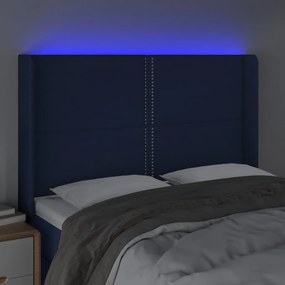Κεφαλάρι Κρεβατιού LED Μπλε 147x16x118/128 εκ. Υφασμάτινο 3123912