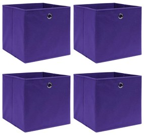 vidaXL Κουτιά Αποθήκευσης 4 τεμ. Μοβ 32 x 32 x 32 εκ. Υφασμάτινα