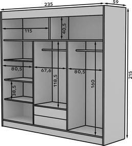 Ντουλάπα Zaist plus συρόμενη-Leuko