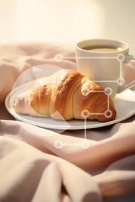 Σετ των 2 Intra Συλλεκτικό Ξύλινο Παζλ Plywood 4mm - Κρουασάν με καφέ σε φόντο από μαλακό ύφασμα Σε Ξύλινο Κουτί - Διαστάσεις: 10x10 cm – 25 κομμάτια