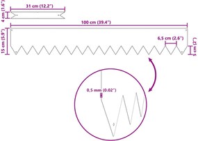 vidaXL Περίγραμμα γκαζόν 10 pcs Μαύρο 100 x 0,05 x 15 εκ