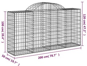 Συρματοκιβώτια Τοξωτά 15 τεμ. 200x50x100/120 εκ. Γαλβαν. Ατσάλι - Ασήμι