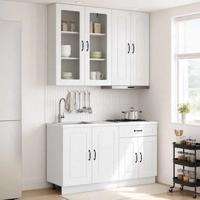 vidaXL Μονάδα κουζίνας KALMAR 4 pcs Γυαλιστερό Λευκό
