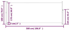 vidaXL Σκίαστρο Πλαϊνό Συρόμενο Βεράντας Κόκκινο 180 x 500 εκ.