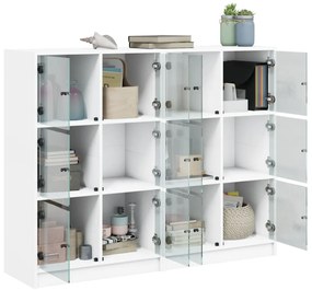 vidaXL Βιβλιοθήκη με Πόρτες Λευκή 136x37x109 εκ. από Επεξεργ. Ξύλο