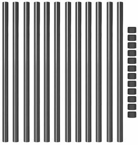 vidaXL Πό posts φράχτη 12 pcs Γκρι 120 cm Ατσάλι με Επικάλυψη Πούδρας