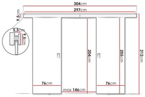 Συρόμενες πόρτες Dover 199, 38 kg, Σκούρα φλαμουριά, Πλαστικοποιημένη μοριοσανίδα, Καφέ, Αλουμίνιο | Epipla1.gr