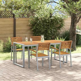 vidaXL Σέτ φαγητού για κήπο 5 pcs Γκρι και καφέ Μασίφ ξύλο ακακίας