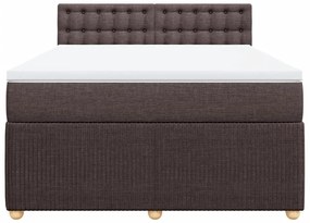 Κρεβάτι Boxspring με Στρώμα Σκούρο Καφέ 140x200 εκ Υφασμάτινο - Καφέ