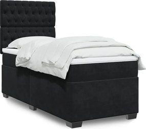 vidaXL Κρεβάτι Boxspring με Στρώμα Μαύρο 100x200 εκ. Βελούδινο