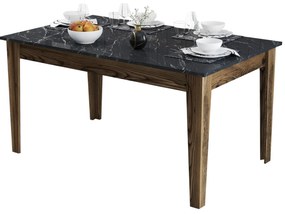 ΤΡΑΠΕΖΙ STANDARD HM9507.05 ΜΕΛΑΜΙΝΗ ΚΑΡΥΔΙ-ΜΑΥΡΟ ΜΑΡΜΑΡΟ ΜΕ ΑΠΟΘ.ΧΩΡΟ 145x88x75Yεκ.