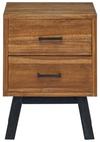 vidaXL Κομοδίνο με συρτάρι Φυσικό 40 x 35 x 55 εκ Στερεό Ξύλο Τίκ