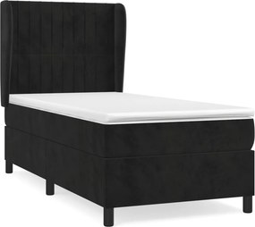 vidaXL Κρεβάτι Boxspring με Στρώμα Μαύρο 100x200 εκ. Βελούδινο