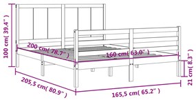 ΠΛΑΙΣΙΟ ΚΡΕΒΑΤΙΟΥ ΜΕ ΚΕΦΑΛΑΡΙ 160X200 ΕΚ. ΑΠΟ ΜΑΣΙΦ ΞΥΛΟ 3194516