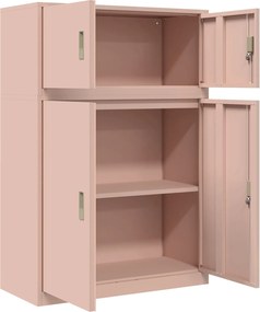 vidaXL Ντουλάπι αποθήκευσης 2 τμχ. Ροζ 90 x 40 x 130 cm Ατσάλι