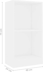 vidaXL Βιβλιοθήκη Λευκή 40x24x75 εκ. από Επεξ. Ξύλο