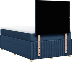 vidaXL Κρεβάτι Boxspring με Στρώμα Μπλε 120x200 εκ. Υφασμάτινο