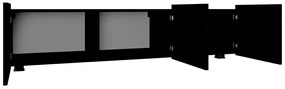 Τραπέζι Tv Providence B103, Γυαλιστερό μαύρο, Μαύρο, Ο αριθμός των θυρών: 3, 150x37x43cm, 25 kg | Epipla1.gr
