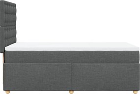 vidaXL Κρεβάτι Boxspring με Στρώμα Σκούρο Γκρι 90x190 εκ. Υφασμάτινο
