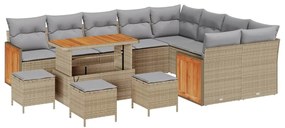 vidaXL Σετ Καναπέ Κήπου 13 pcs Μπεζ, Ανοιχτό γκρι 110 x 55 x 71 εκ